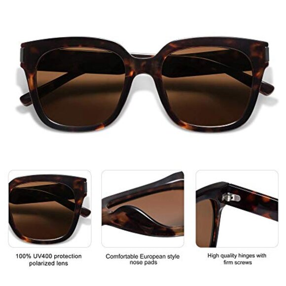 Large Square Polarized Sunglasses UV400 Protection Unisex Fashion